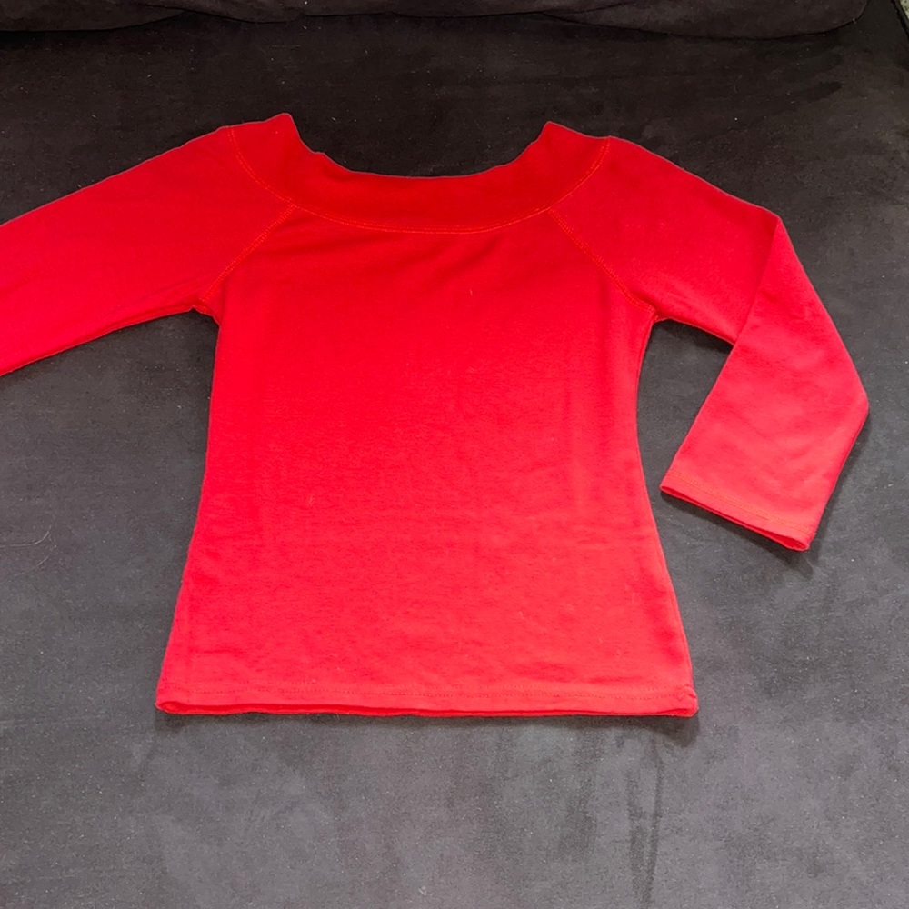 Red 3/4 Sleeve Fitted Shirt
